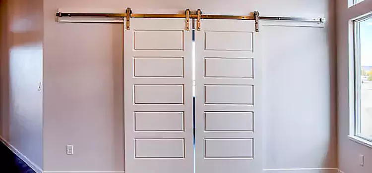 Glass Barn Door with Installation Hardware Kit Blue Island